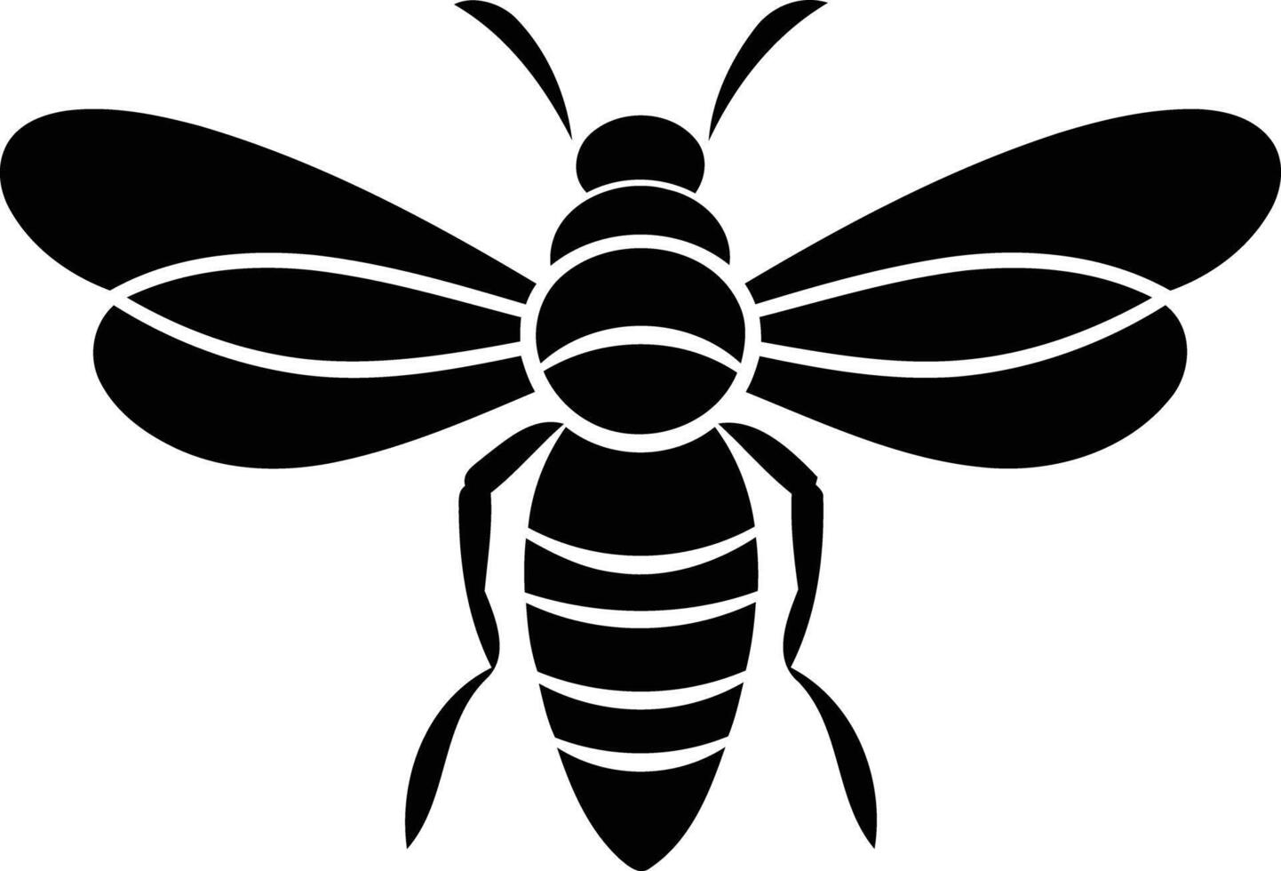 Simple black and white silhouette of a bee, perfect for branding, logos, and nature-inspired designs vector