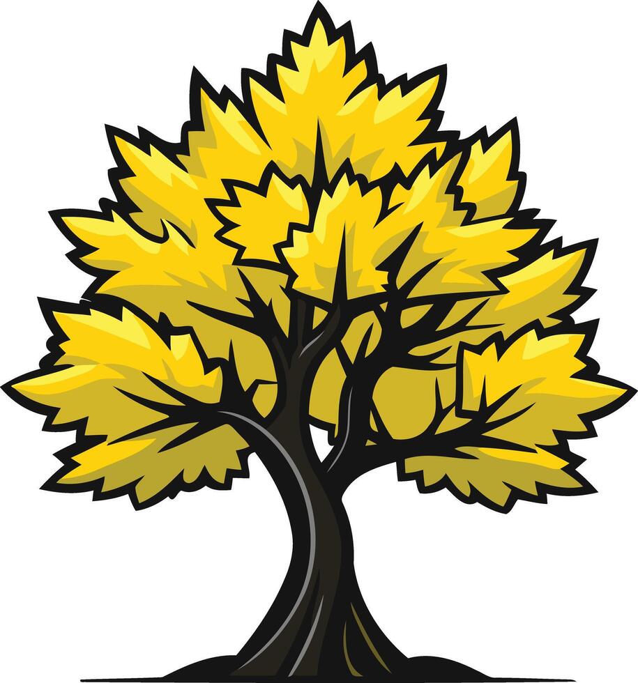 A stylized tree with golden leaves, perfect for nature-inspired logos, branding, and designs vector