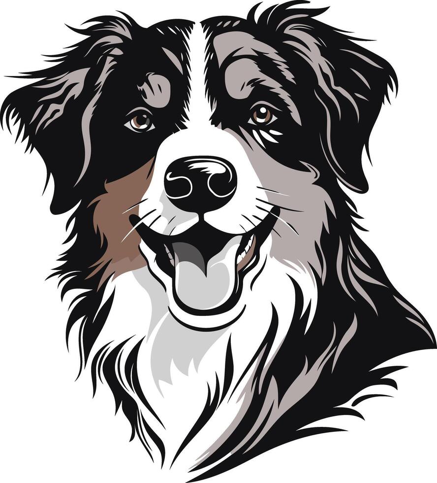 A friendly and adorable australian shepherd dog with a playful smile vector