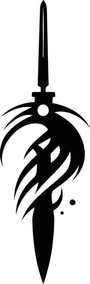 A bold, tribal-style tattoo design featuring a stylized sword, perfect for use in design projects, social media, or as a print for clothing and accessories vector