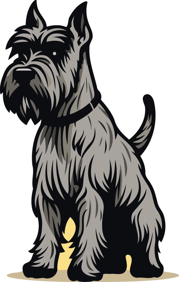 A charming illustration of a sitting miniature schnauzer, perfect for pet-related businesses, websites, or social media vector