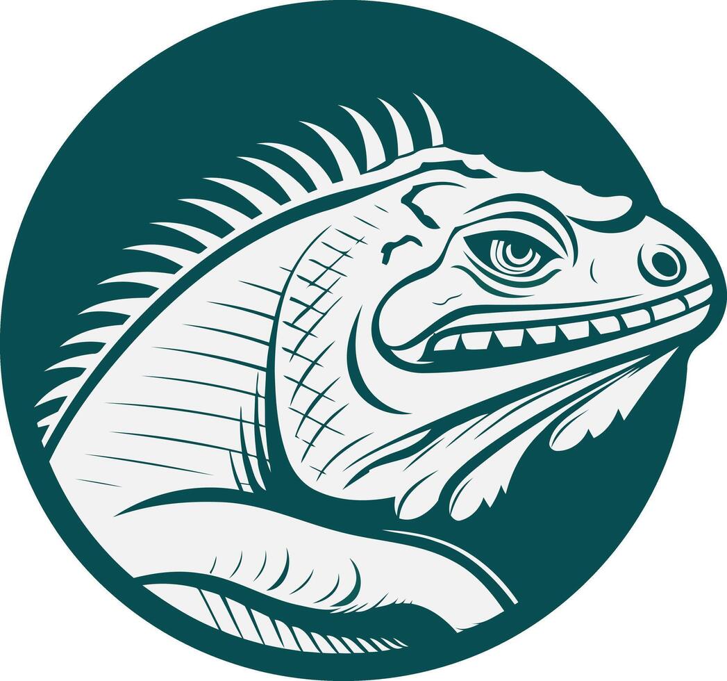 A bold and stylized iguana head logo, perfect for businesses seeking a powerful and unique brand identity vector