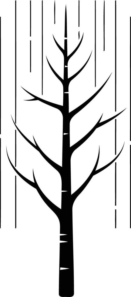 Simple and elegant silhouette of a single tree with rain falling around it vector