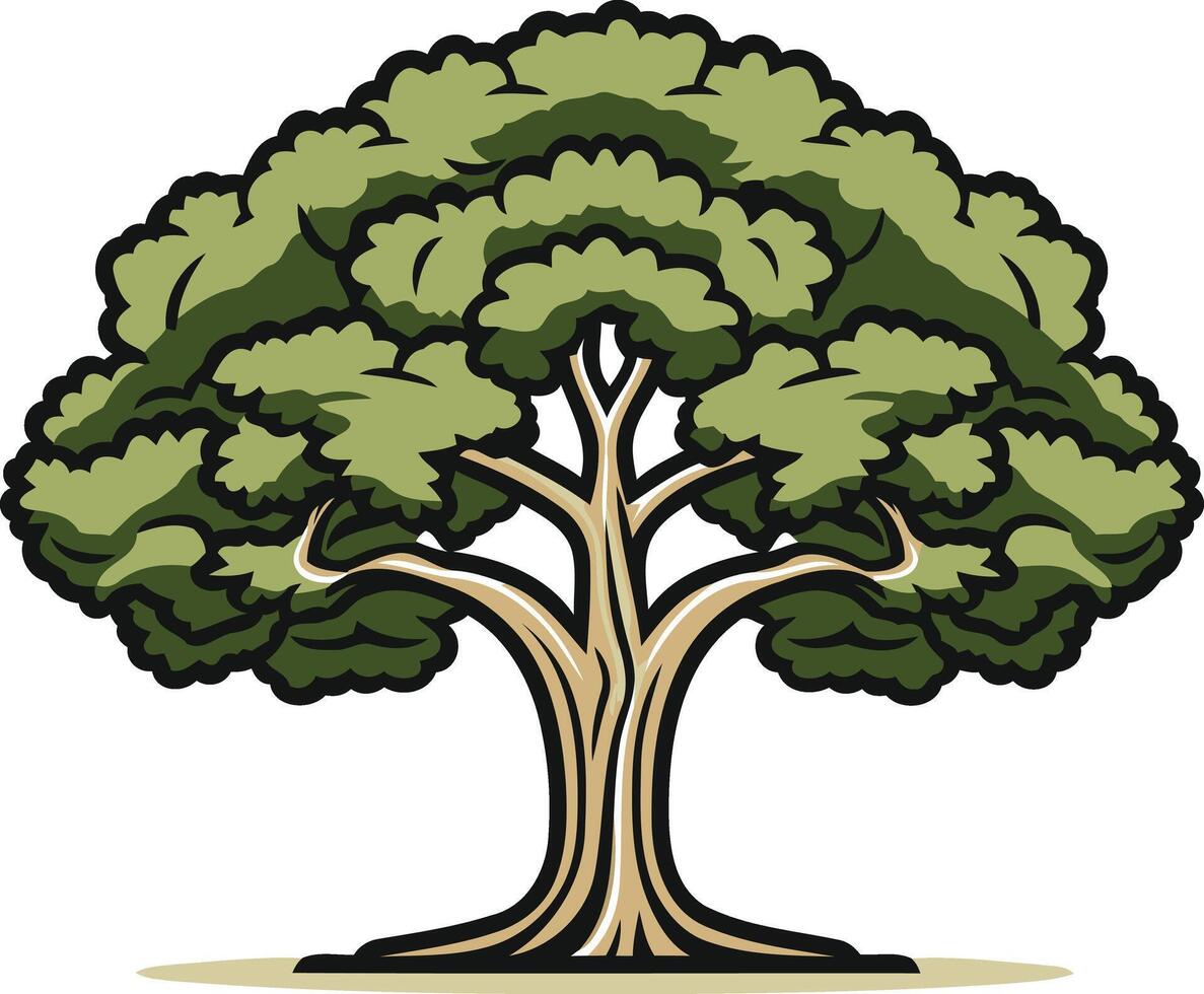 A sturdy, cartoon-style oak tree with a full canopy, perfect for branding, logos, or educational materials vector