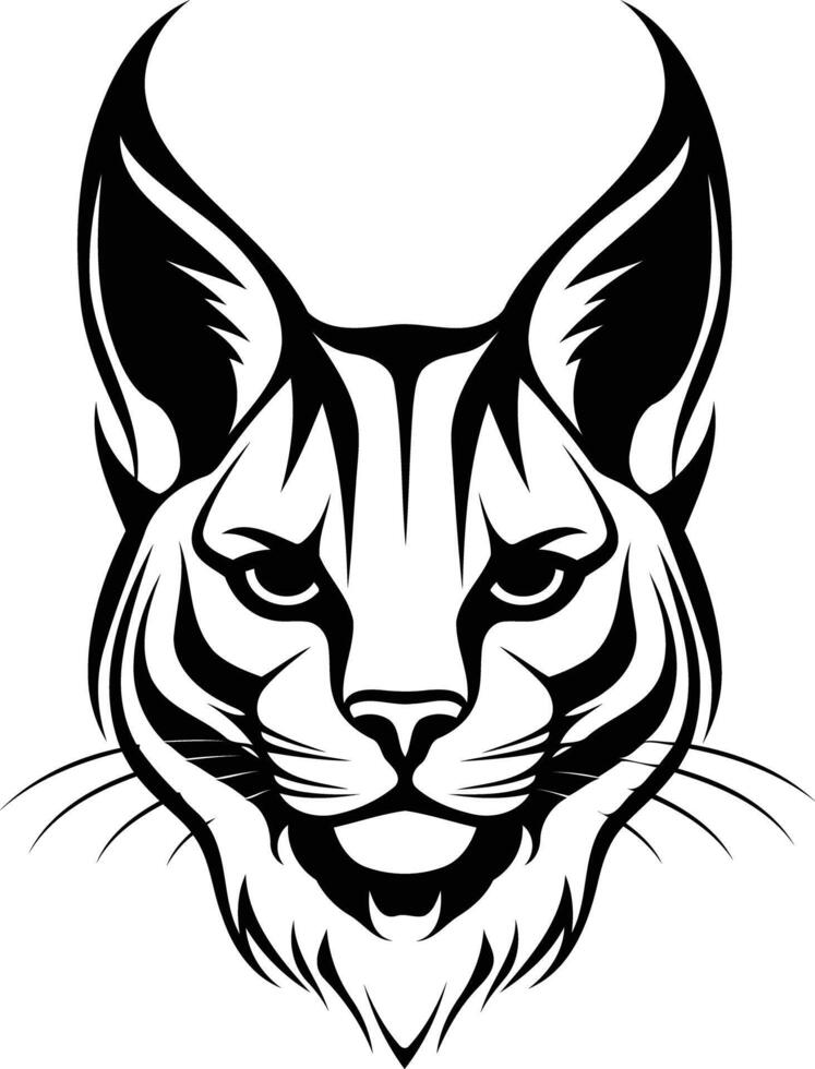 A bold and fierce black and white illustration of a lynx's head, perfect for branding, logos, or any design needing a touch of wildness vector
