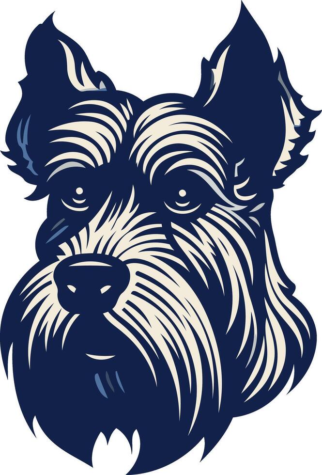 A stylish, minimalist illustration of a schnauzer head, perfect for dog-themed brands and pet-related projects vector