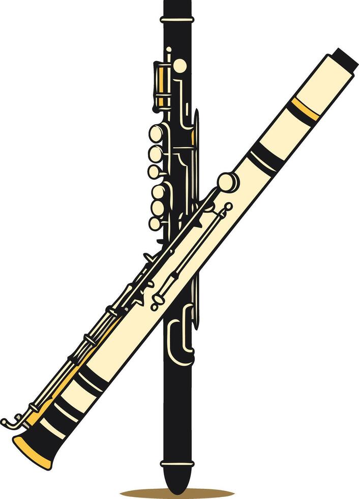 A stylized illustration of a flute and a clarinet crossed, perfect for musical themed designs and branding vector