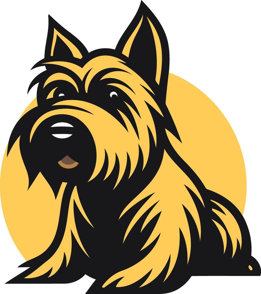 A friendly, cartoon-style illustration of a scottish terrier, perfect for dog-related businesses, branding, or merchandise vector