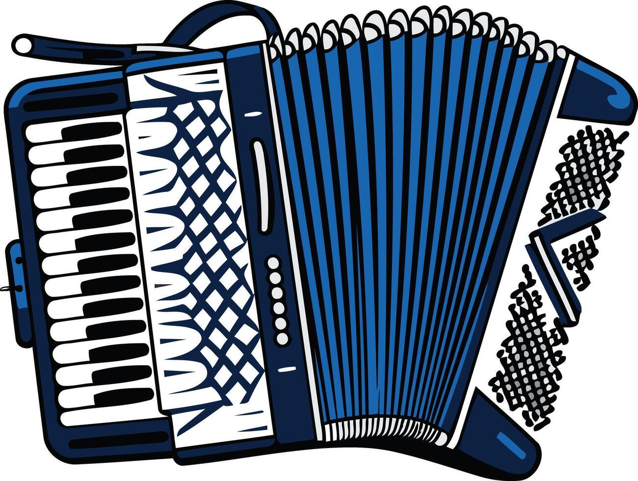 A classic blue accordion, ready to play a cheerful tune vector