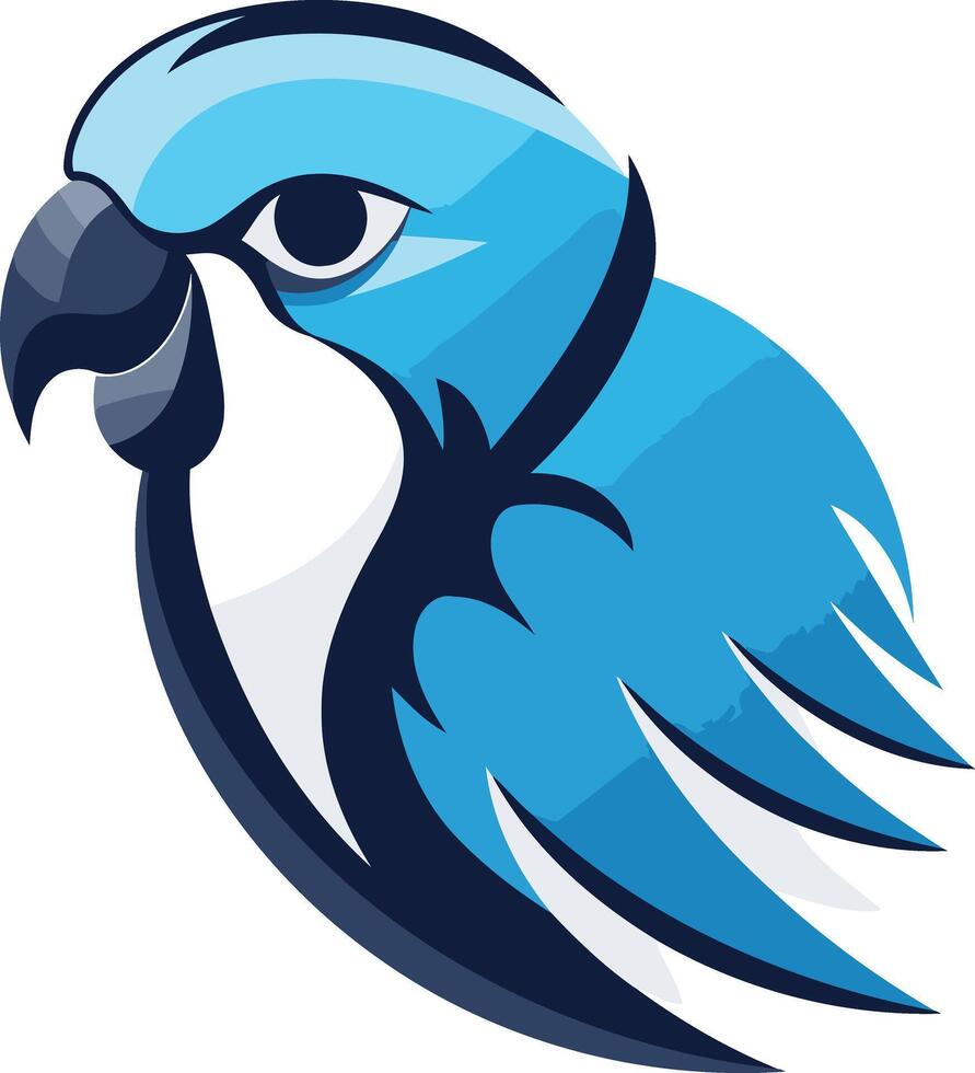 A striking blue and black parrot head logo, perfect for a brand looking for a bold and modern identity vector
