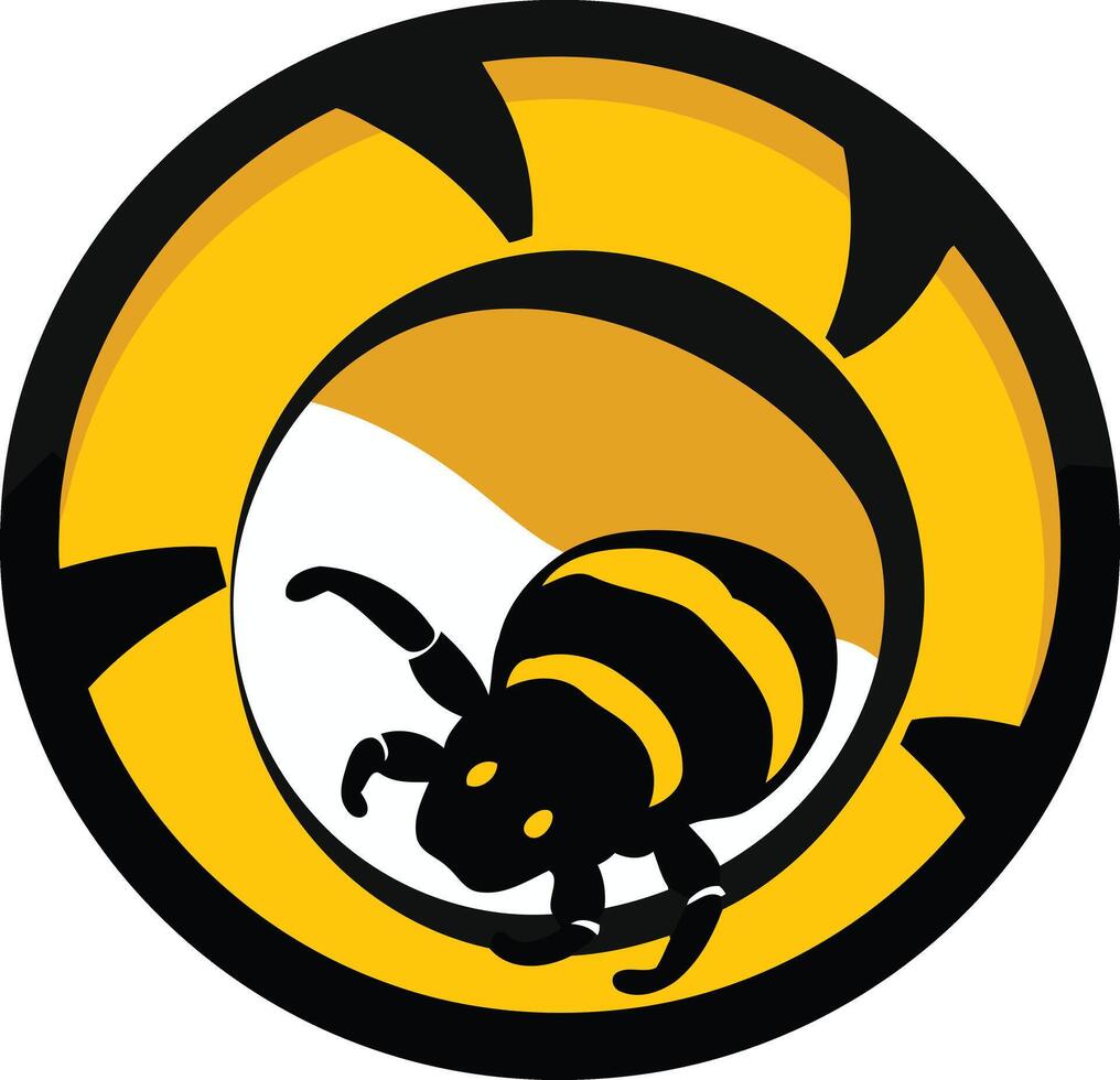 A bold and eye-catching logo featuring a stylized bee inside a circular frame vector