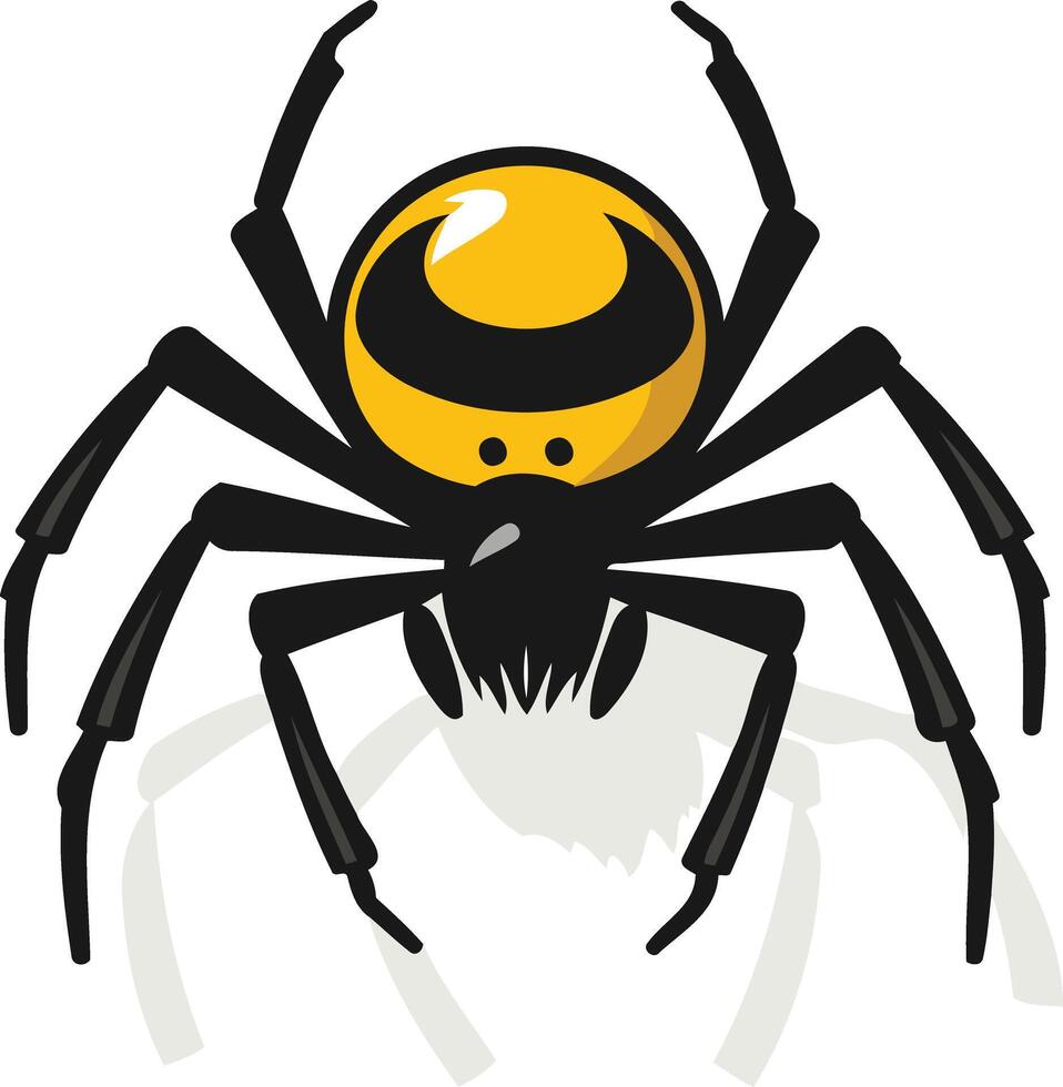 A cartoon spider with a yellow body and black legs, perfect for halloween designs, branding, and spooky illustrations vector