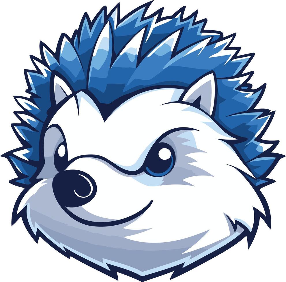 A cute and friendly cartoon hedgehog mascot with blue quills and a mischievous grin vector