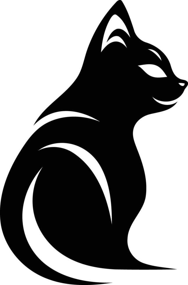 Stylish black and white silhouette of a cat sitting in profile vector