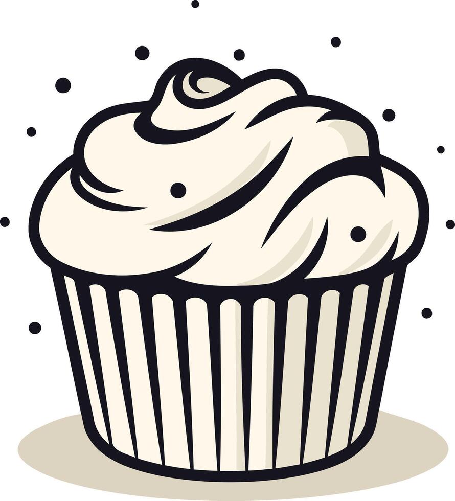 A simple yet charming cartoon cupcake with frosting and sprinkles vector