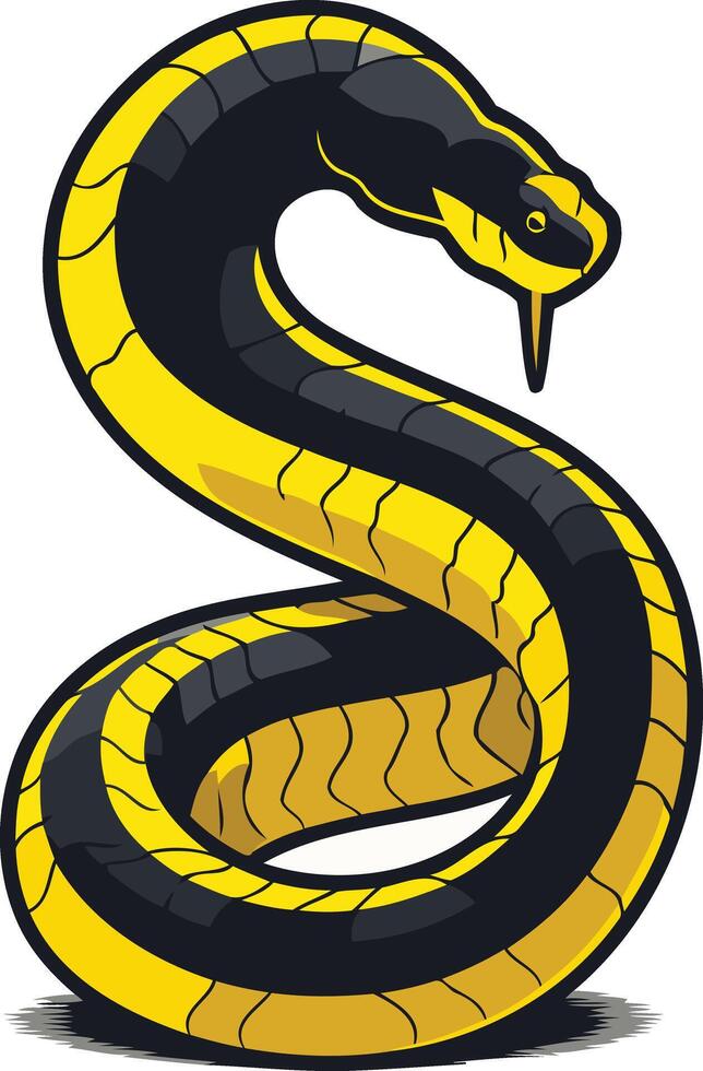 Bold and striking yellow and black snake logo design vector
