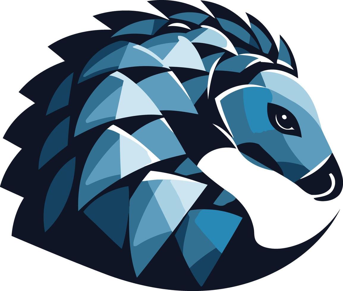 A stylized, blue pangolin head with a fierce expression, perfect for a mascot or logo representing strength, resilience, and protection vector