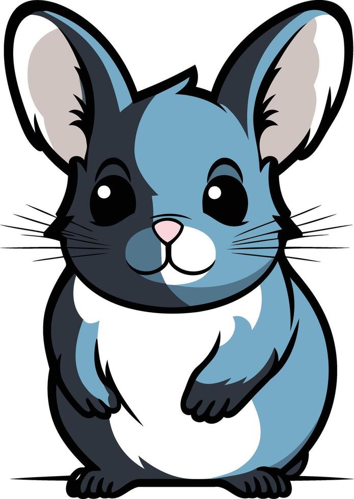 Adorable cartoon chinchilla with big eyes and a fluffy tail, perfect for children's books, pet products, and social media vector