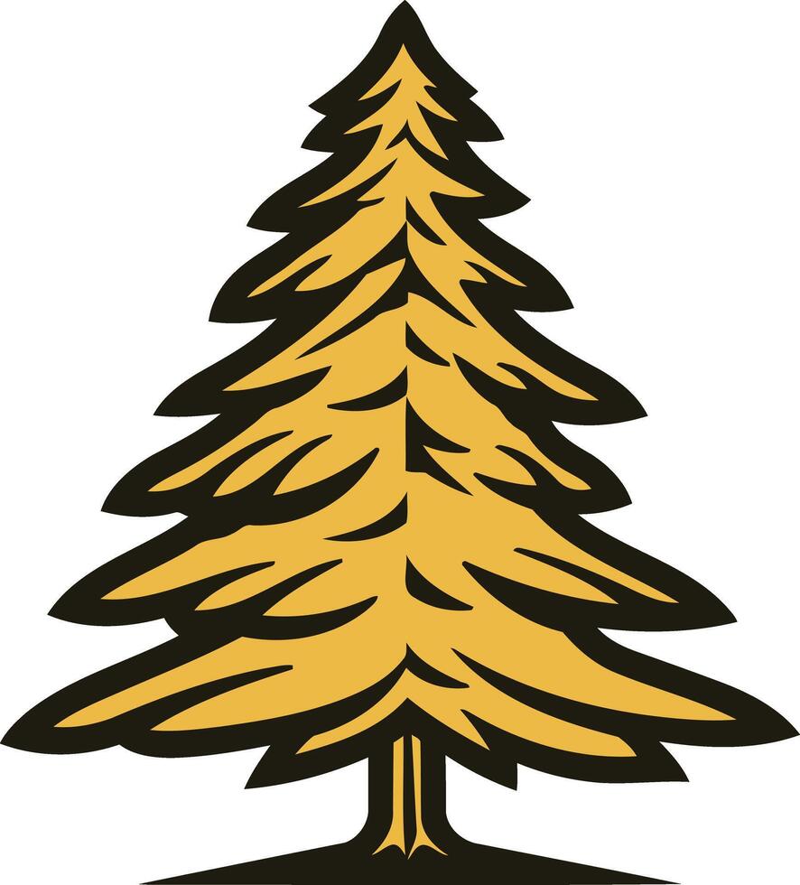 A simple, bold illustration of a stylized pine tree, perfect for branding, logos, or seasonal designs vector