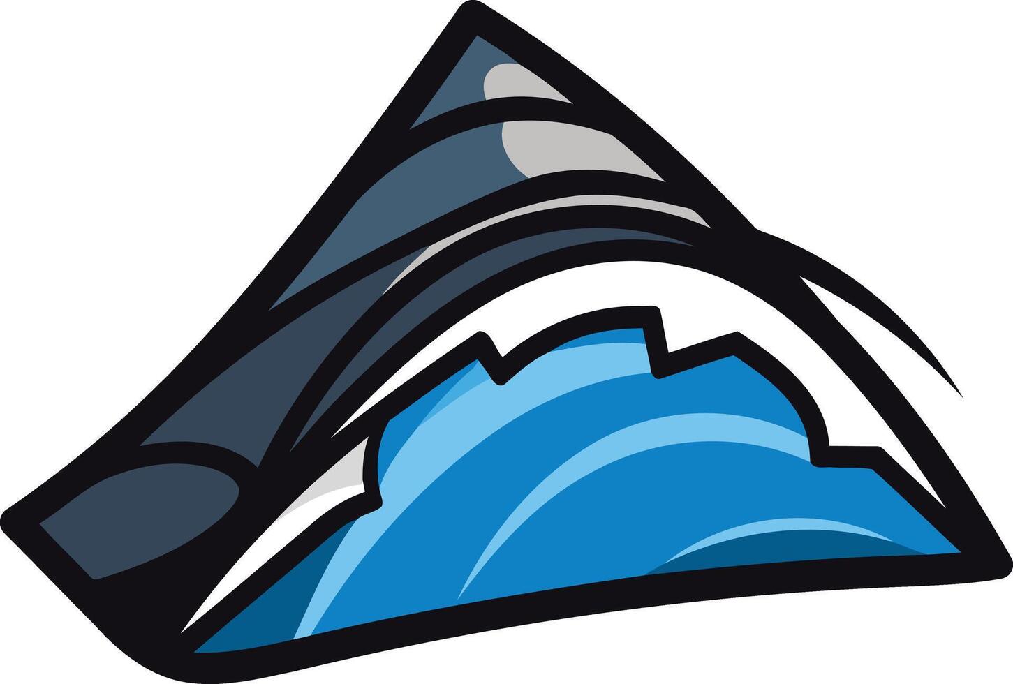 Cartoon shark fin with open mouth, perfect for a logo or mascot for a sports team, brand, or game vector