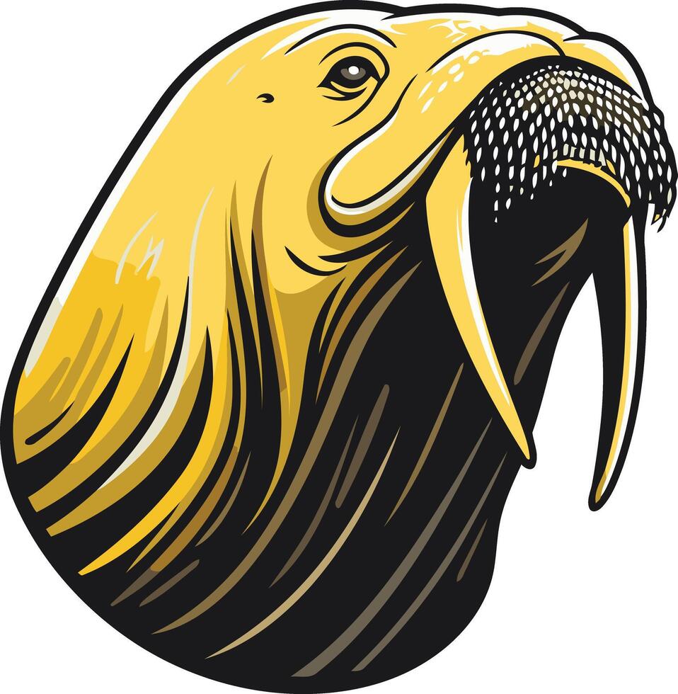 A bold and stylized illustration of a walrus head, perfect for logos, branding, and mascot designs vector