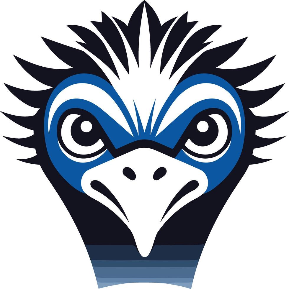 A bold and fierce emu head logo, perfect for businesses or organizations seeking a unique and powerful brand identity vector