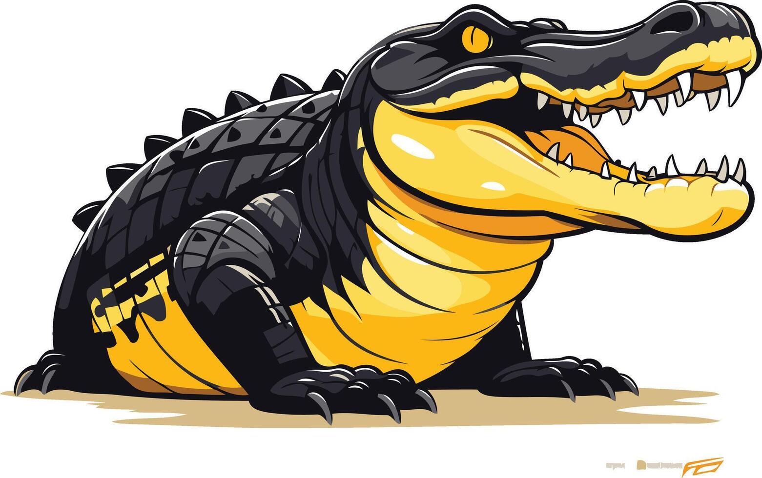 A fierce and cartoonish alligator with a wide open mouth, ready to roar vector