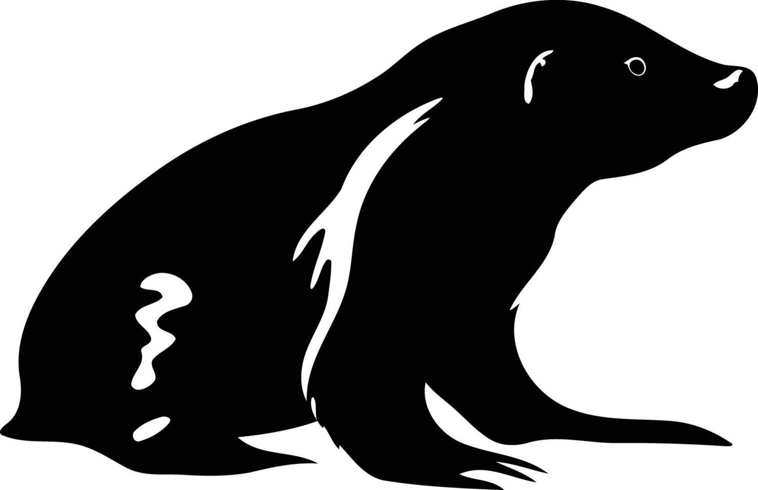 A striking black silhouette of a badger, perfect for designs requiring a bold animal image vector