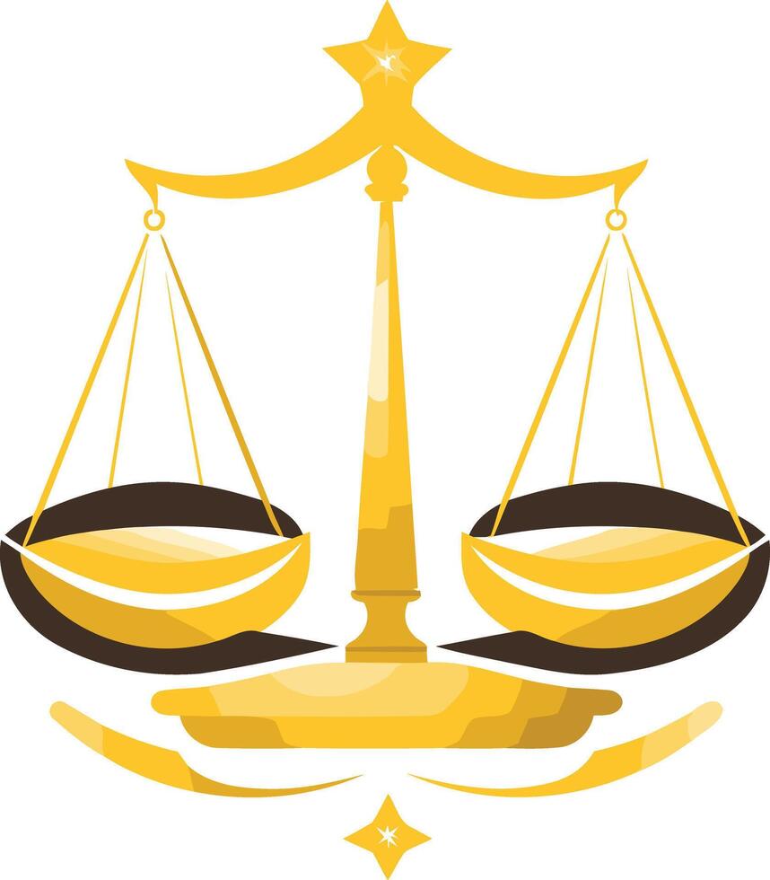 A stylized golden libra zodiac symbol, representing balance, justice, and harmony vector