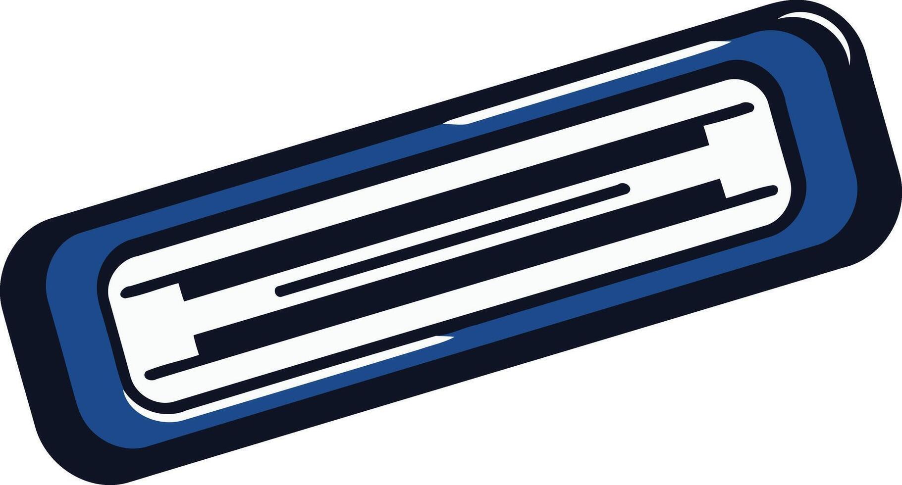 A simple, modern illustration of a harmonica, perfect for websites, blogs, or social media posts about music, blues, or folk music vector