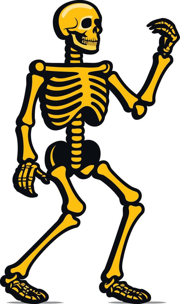 A cheerful, cartoon-style skeleton with a friendly expression, perfect for halloween decorations, greeting cards, and fun, spooky designs vector