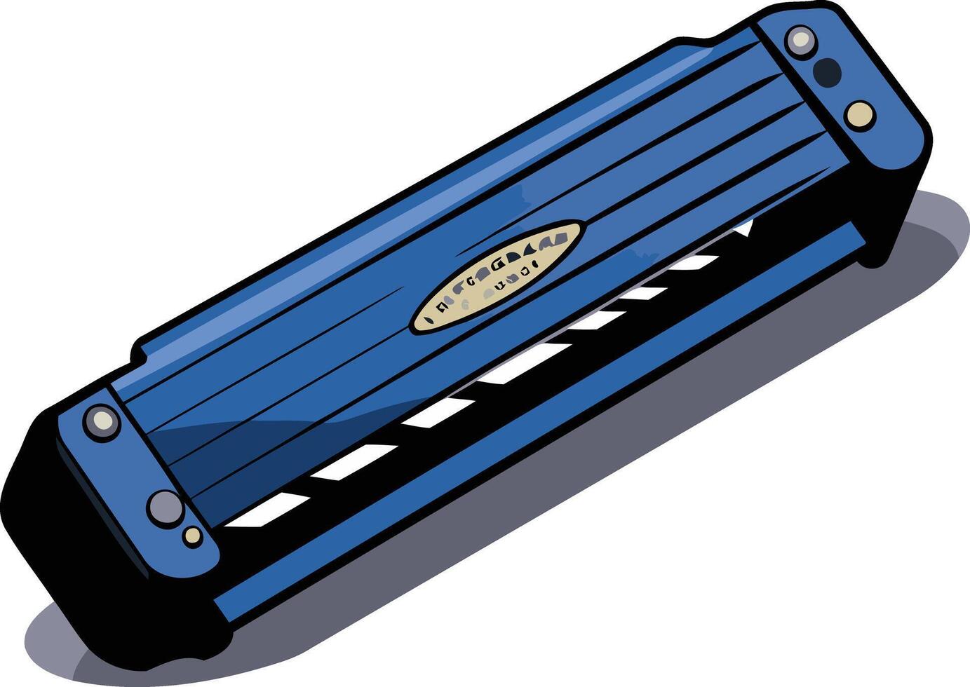 A classic blue harmonica, isolated on a white background vector