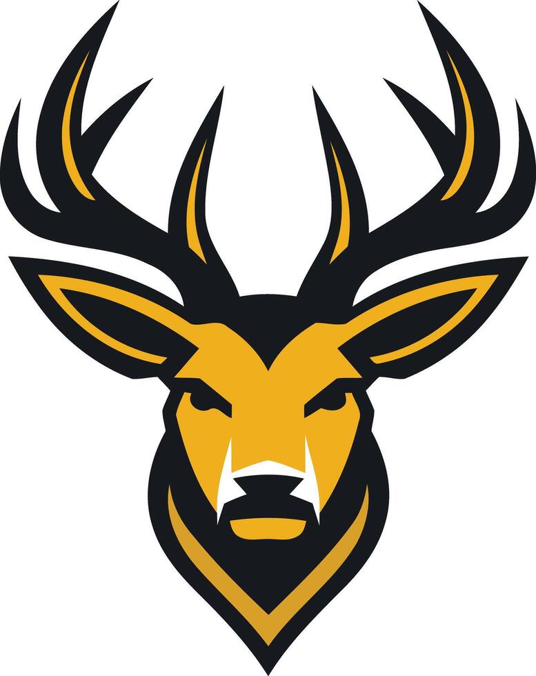 A powerful and stylized deer head logo design, perfect for a sports team, hunting club, or outdoor brand vector