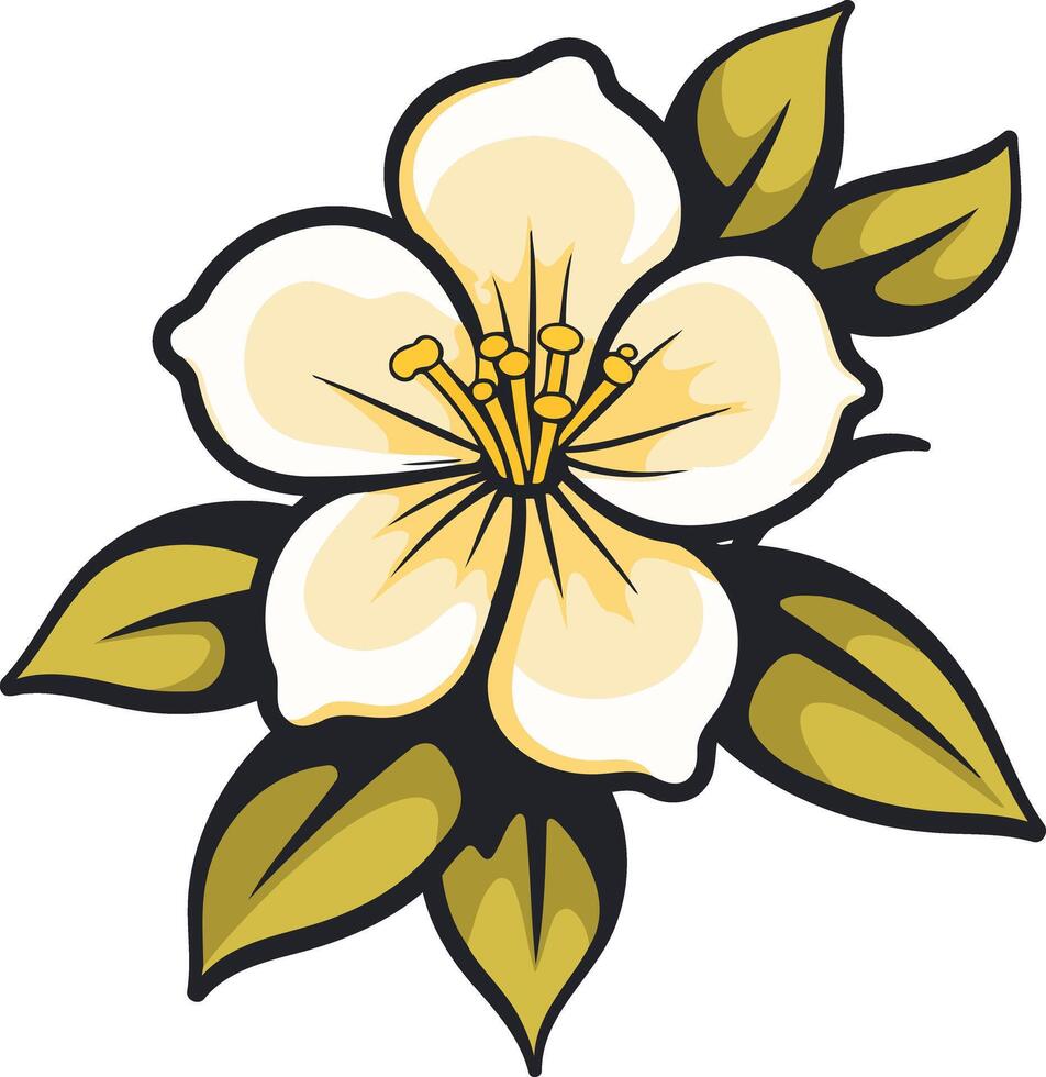 A simple yet elegant illustration of a white blossom with green leaves vector