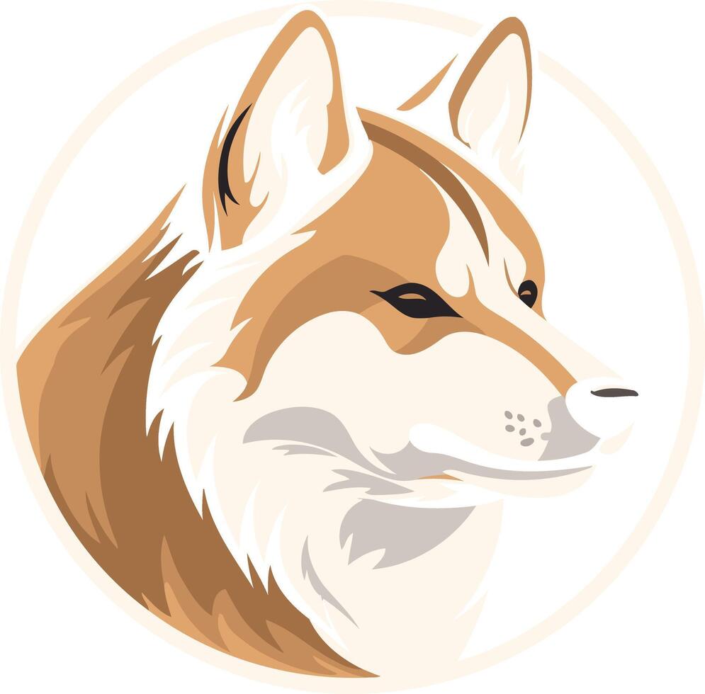A stylized, modern logo featuring a wolf's head in a circular frame, perfect for businesses seeking a strong and confident brand identity vector