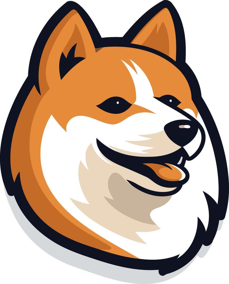 Cute and friendly cartoon illustration of a shiba inu dog head, perfect for branding, social media, or pet-related projects vector