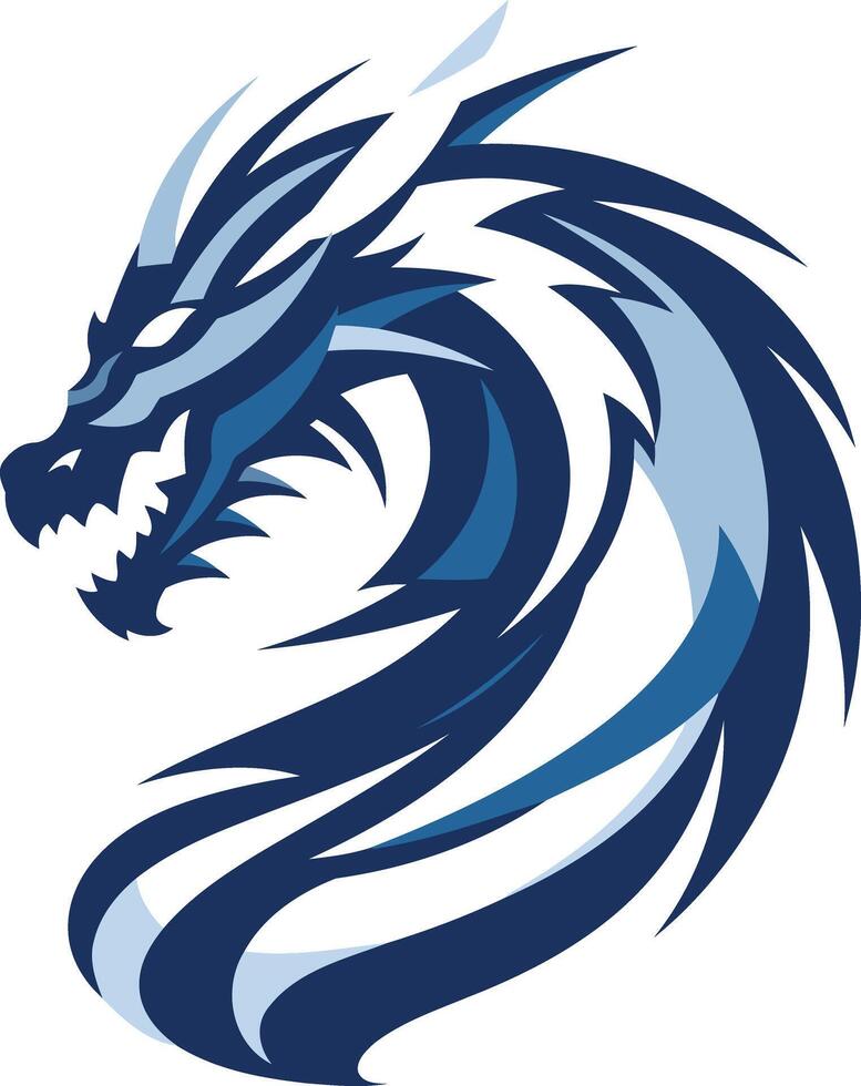 A powerful and dynamic blue dragon logo, perfect for gaming, esports, or tech brands vector