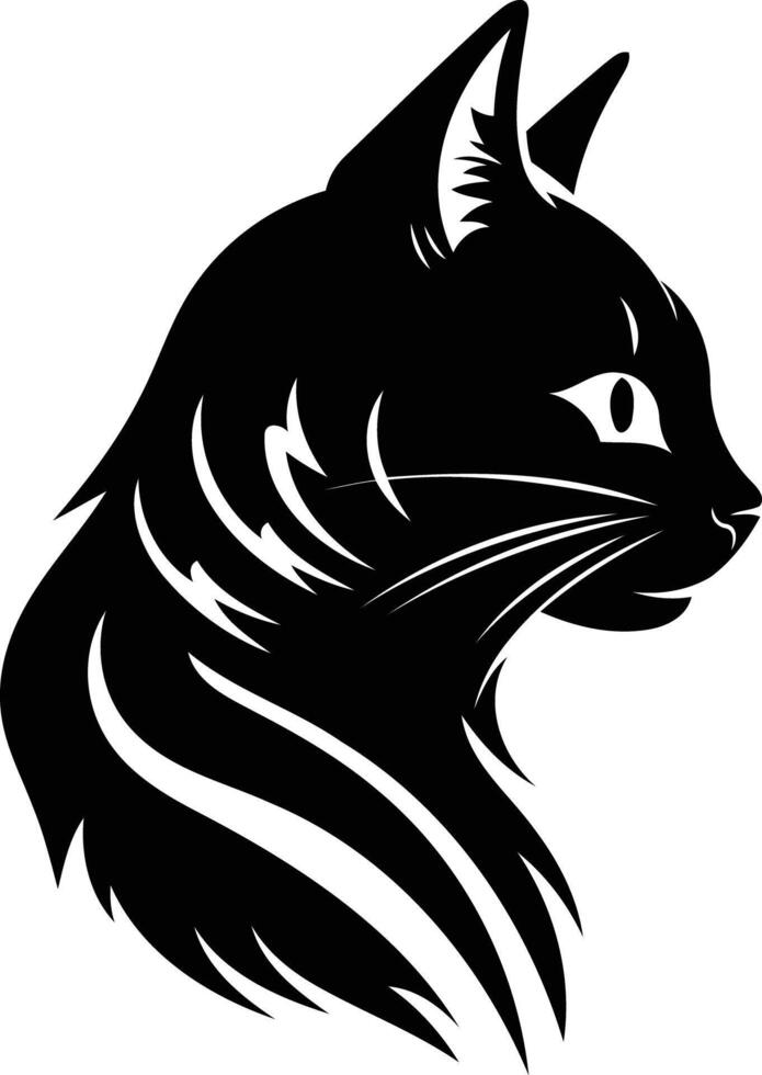 Stylish black and white silhouette of a cat's head in profile vector