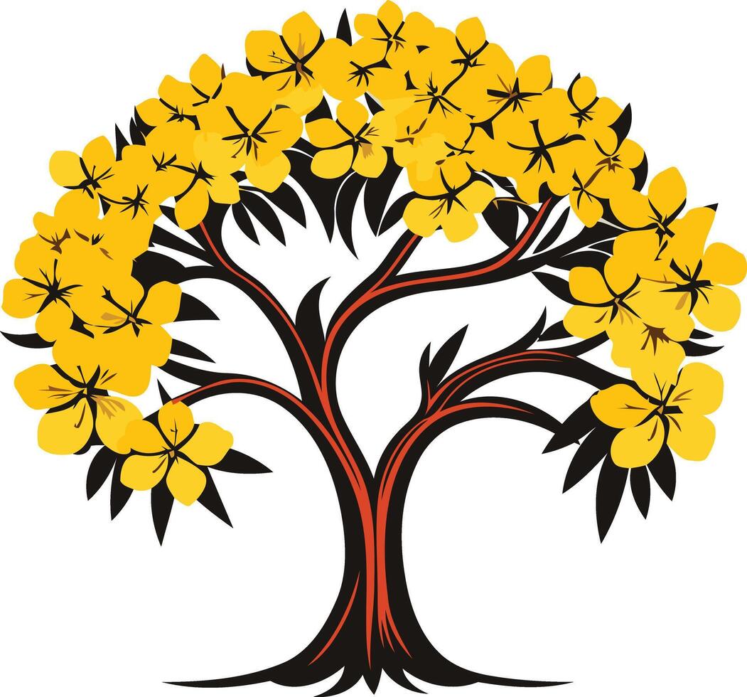 A stylized tree with yellow flowers, perfect for logo design, branding, or nature-themed projects vector
