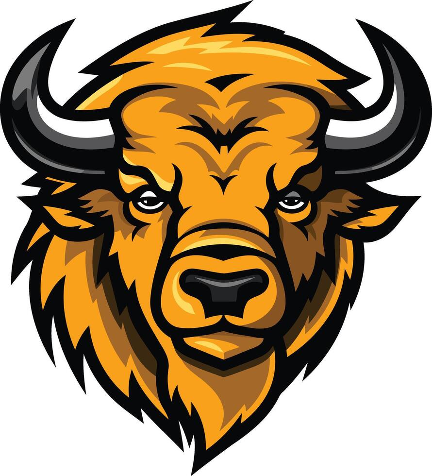 Fierce and powerful, this bison head mascot is perfect for a sports team, company logo, or any project needing a strong and enduring symbol vector