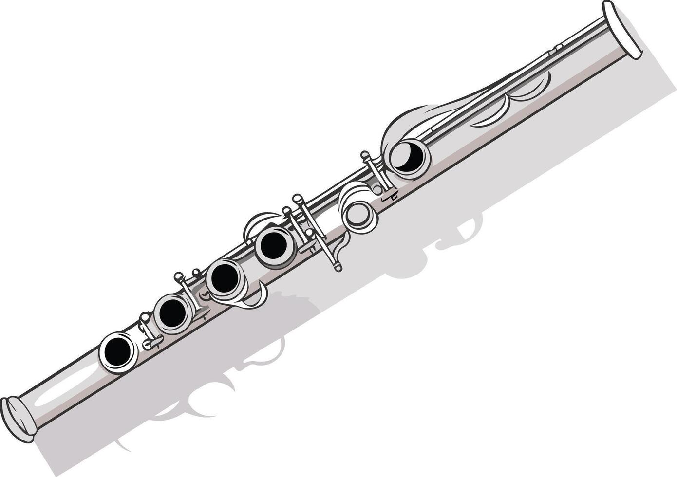 Silver Flute with a Shadow vector