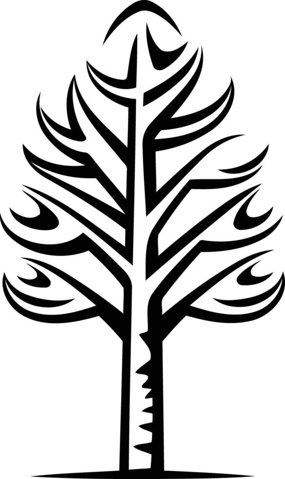 Stylized black and white silhouette of a tree, perfect for nature-themed designs, logos, and branding vector