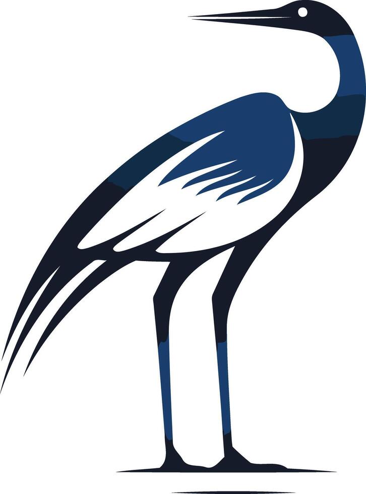 Stylish blue and white crane logo design, perfect for businesses seeking a sophisticated and elegant brand identity vector