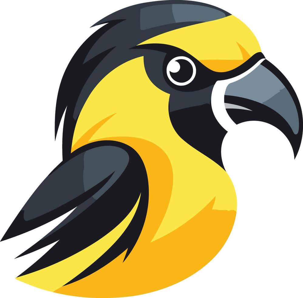A bold and colorful illustration of a parrot head, perfect for logos, branding, or mascot designs vector