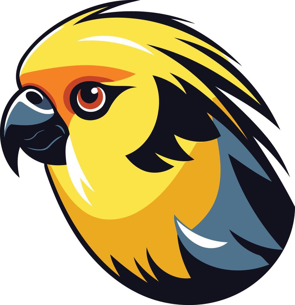 A bold and colorful illustration of a parrot's head, perfect for logos, branding, and mascot designs vector