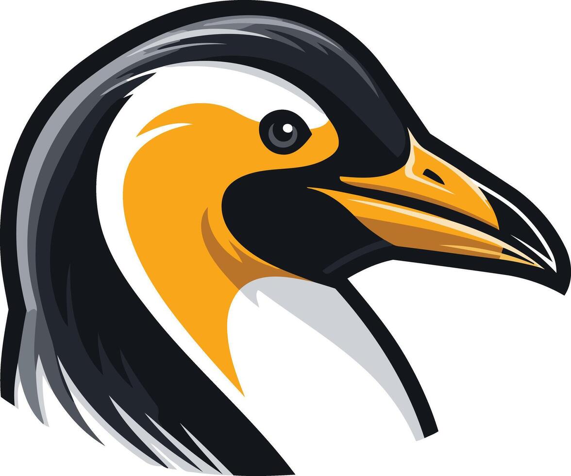 A bold and stylized illustration of a penguin's head, perfect for mascot designs, branding, or nature-themed projects vector