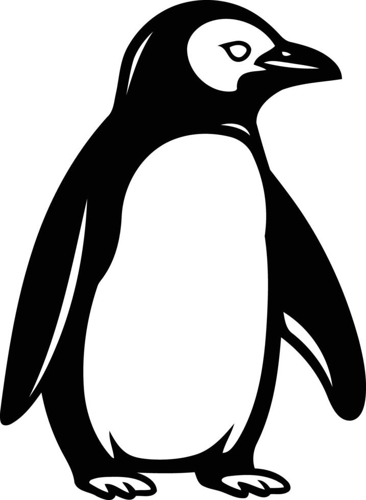 Simple black and white illustration of a penguin, perfect for logo design, kids' books, or educational materials vector