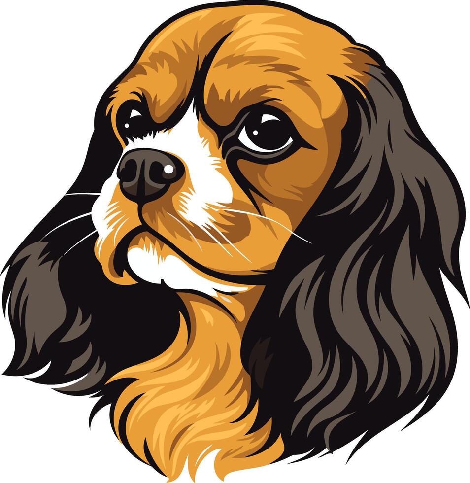 A charming and expressive illustration of a cavalier king charles spaniel, perfect for pet lovers, dog breeders, and anyone who appreciates adorable canine portraits vector