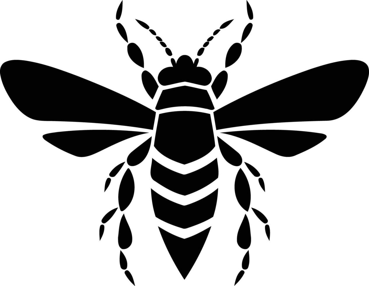 Simple black and white silhouette of a bee, perfect for branding, design, or iconography vector