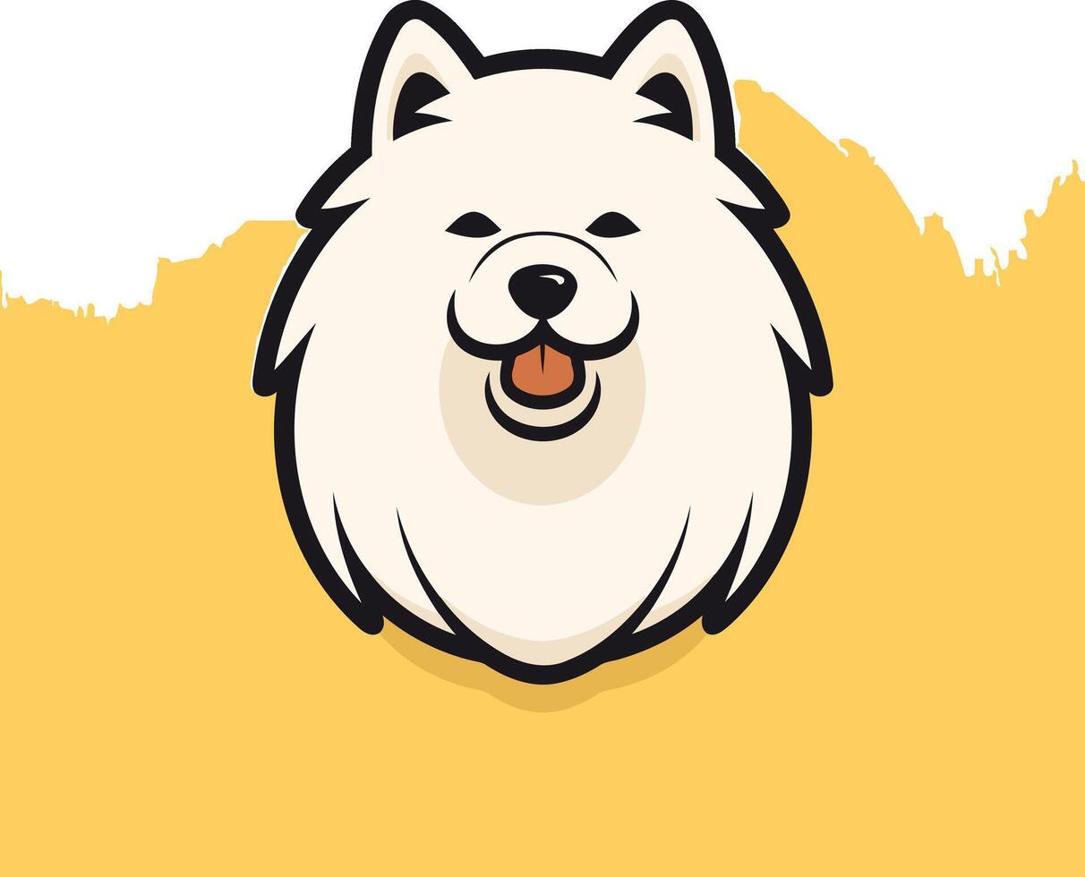 A friendly cartoon samoyed dog with a big smile, perfect for branding, logos, or pet related products vector